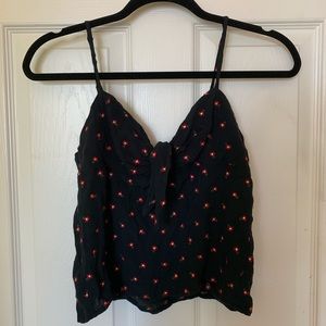 Brandy Melville: black tank with red flower print